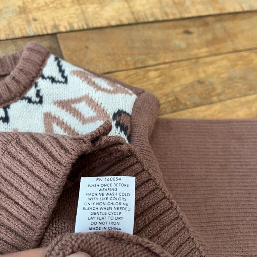 Grayson mini Baby Brown Fair Isle Knit Cardigan Sweater & Pants 2-Piece 18M NWT - Picture 7 of 13
